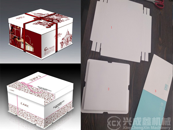 一條完整的蛋糕盒包裝生產(chǎn)線<div id=